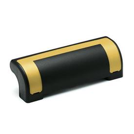 EN 630.2 Technopolymer Plastic Guard Safety Handles, with Counterbored Through Holes,  Ergostyle® Color of the cover: DGB - Yellow, RAL 1021, shiny finish