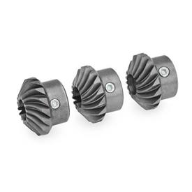 GN 297 Steel Bevel-Gear Wheels, for Driving Linear Actuators / Transfer Units Type: T - Set of 3 bevel-gear wheels, 1x right-hand pitch, 2x left-hand pitch