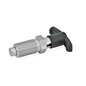 GN 817.4 Stainless Steel Indexing Plungers, Lock-Out and Non Lock-Out, with T-Handle Material: NI - Stainless steel<br />Type: C - Lock-out, without lock nut