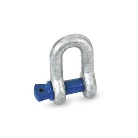 GN 584 Heat-Treated Steel D-Shackles, Straight Version Type: A - With threaded pin