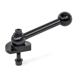 GN 918.1 Steel Clamping Cam Units, Upward Clamping, Screw from the Back Type: KVB - With ball lever, angular (serrations)<br />Clamping direction: L - By counter-clockwise rotation