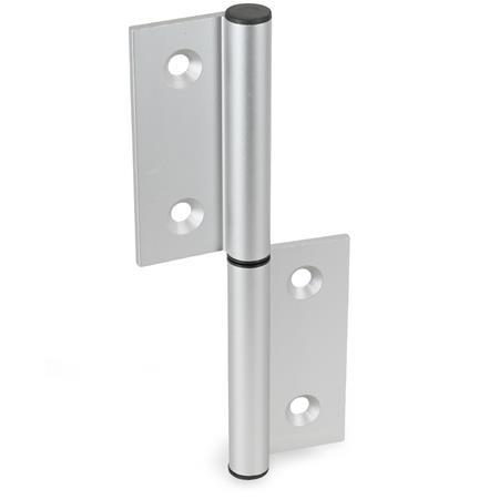 GN 2294 Aluminum Double Winged Lift-Off Hinges, for Profile Systems / Panel Elements Type: A - Exterior hinge wings
Identification : C - With countersunk holes
Bildzuordnung: 162