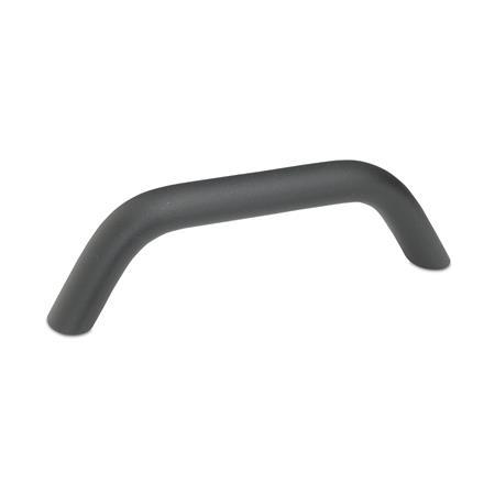 GN 565.3 Aluminum Cabinet U-Handles, with Tapped or Counterbored Through Holes Type: A - Mounting from the back (tapped blind hole)
Finish: SW - Black, RAL 9005, textured finish