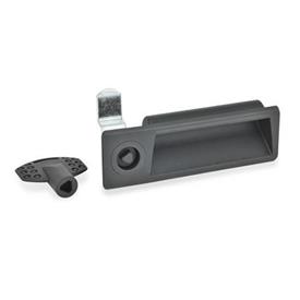 EN 731.2 Plastic Cam Latches / Cam Locks, with Gripping Tray, with Steel Latch Arm Type: DK - With triangular spindle<br />Identification no.: 1 - Operation in the illustrated position top left