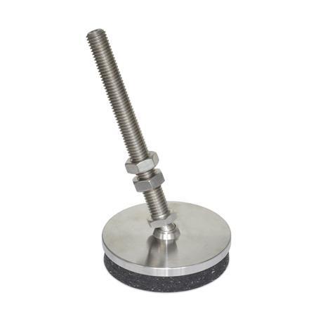  LP 100.1 Stainless Steel Anti-Vibration Leveling Mounts, Threaded Stud Type, Low Profile 