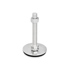 GN 41 Metric Thread, Stainless Steel Leveling Feet, Tapped Socket or Threaded Stud Type Type (Base): D3 - With rubber pad, vulcanized, black<br />Version (Stud / Socket): SK - With nut, external hex at the bottom