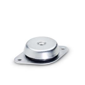 GN 148 Steel Sheet Metal Vibration Damping Leveling Feet, Tapped Type, with Rubber Pad Type: A - With two-hole flange (d<sub>1</sub> = 60 / 90 / 113 mm)