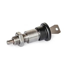 GN 814 Stainless Steel Indexing Plungers, Lockable Type: AK - Lockable in the extended position, with lock nut