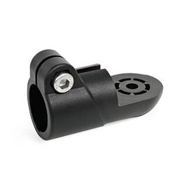 EN 276.9 Conectores de abrazadera giratoria de plástico Tipo: OZ - Sin ranura de centrado (suave)<br />Color: SW - Negro, RAL 9005, acabado mate