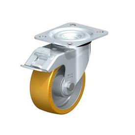 L-ALTH Steel Medium Duty Extrathane® Tread Swivel Casters, with Plate Mounting  Type: K-FI - Ball bearing with stop-fix brake