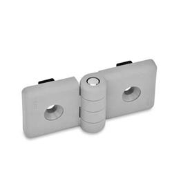 EN 159 Technopolymer Plastic Hinges, for Profile Systems Color: LG - Gray, matte finish<br />Identification no.: 1 - Without safety adjustable levers