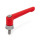 GN 300.7 Manijas ajustables de zinc fundido a presión, tipo espárrago roscado, con componentes de acero inoxidable, con fuerza de sujeción aumentada Color / Acabado: RS - Rojo, RAL 3000, acabado texturizado