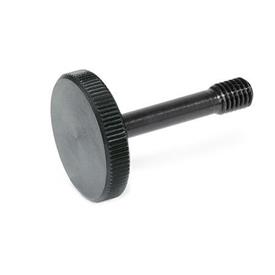 GN 653.2 Steel Knurled Thumb Screws, Flat Type, with Recessed Stud for Loss Protection 