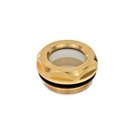 GN 743.2 Brass Fluid Sight Glasses, with Float Glass Type: B - Without reflector