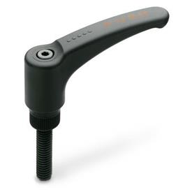 EN 604.2 Technopolymer Plastic Safety Adjustable Levers, Ergostyle®, Threaded Stud Type, with Steel Components 