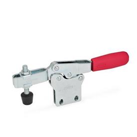 GN 820.1 Steel Horizontal Acting Toggle Clamps, with Vertical Mounting Base Type: NC - U-bar version, with two flanged washers and GN 708.1 spindle assembly