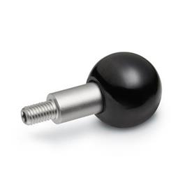 GN 319.5 Phenolic Plastic Revolving Ball Knobs, Long Shoulder Type, with Tapped and Threaded Stainless Steel Spindle Type: A - With threaded spindle