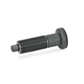 GN 613 Steel Indexing Plungers, with Plastic Knob, Non Lock-Out, with Fully Threaded Body Material: ST - Steel<br />Type: A - With knob, without lock nut