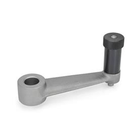 GN 558 Cast Iron Indexing Crank Handles, with Knurled Handle, with Plain Through Bore or Through Bore with Keyway Bore code: B - Without keyway
