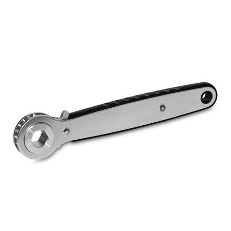 GN 318 Stainless Steel Ratchet Wrenches, with Through Hole / Blind Hole Type: A - Ratchet insert with through hole
Insert: SK