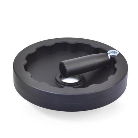 Solid Handwheels SHA-MRP Nylon Plastic Solid Disk Handwheels, with Locking Retractable ...