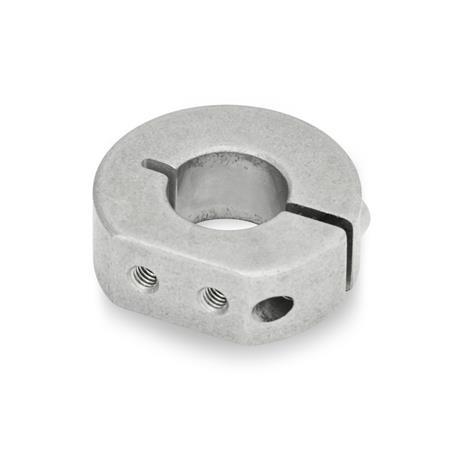 GN 7062.1 Collares de fijación semipartidos de acero inoxidable, con agujeros de fijación roscados Tipo: A - Agujeros de fijación roscados, radiales