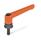 GN 300.4 Zinc Die-Cast Adjustable Levers, with Increased Clamping Force, Threaded Stud Type, with Steel Components Color / Finish: OS - Orange, RAL 2004, textured finish
