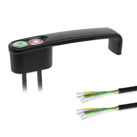 Jaladeras en "U" para gabinete GN 422: Zinc fundido a presión, con función de conmutación de potencia / con luz indicadora, con cable de PUR