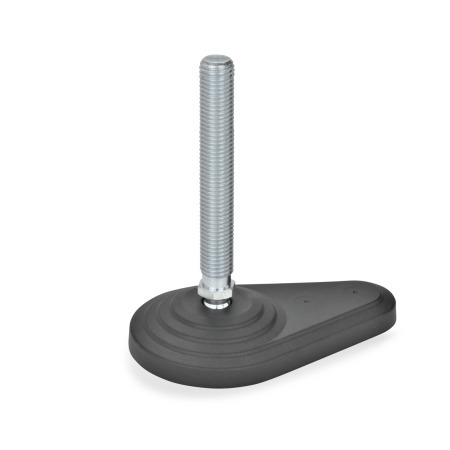 Leveling Feet EN 445: Steel Threaded Stud, Plastic Base Plate