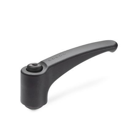 EN 604 Technopolymer Plastic Adjustable Levers, Ergostyle®, Tapped Type, with Steel Components Color: SG - Black-gray, RAL 7021, matte finish