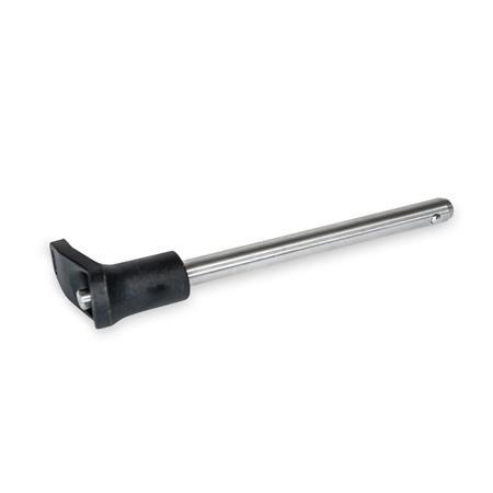 GN 113.11 Plastic L-Handle Ball Lock Pins, with Stainless Steel Shank AISI 303 