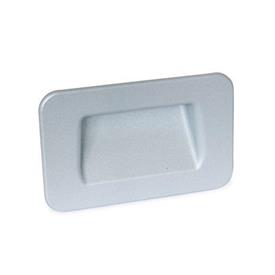 GN 7330 Bandejas de sujeción de zinc fundido a presión, tipo montaje con tornillos Tipo: C - Montaje por la parte posterior<br />Identificación núm.: 2 - Con sello<br />Acabado: SR - Plateado, RAL 9006, acabado texturizado