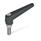 GN 101.1 Manettes indexables en zinc moulé sous pression, de type goujon fileté, avec composants en inox Couleur: SW - Noir, RAL 9005, finition texturée
