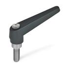 Zinc Die-Cast Adjustable Levers, Threaded Stud Type, with Stainless Steel Components