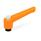 WN 303 Plastic Adjustable Levers, Tapped or Plain Bore Type, with Blackened Steel Components, with Push Button Lever color: OS - Orange, RAL 2004, textured finish
Push button color: G - Gray, RAL 7035