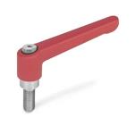 Zinc Die-Cast Adjustable Levers, Threaded Stud Type, with Stainless Steel Components