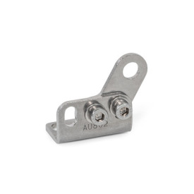 GN 801.3 Équerre de montage en inox, à libération rapide, avec embase horizontale, avec / sans capteur Type: H - Pour sauterelles, avec manette indexable horizontale<br />N° d'identification: 2 - Sans capteur de proximité