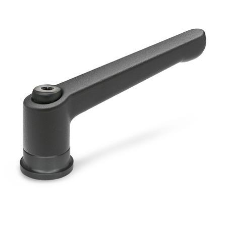 GN 300.4 Zinc Die-Cast Adjustable Levers, with Increased Clamping Force, Tapped Type, with Steel Components Color: SW - Black, RAL 9005, textured finish