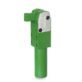 GN 864 Steel Pneumatic Fastening Clamps, with Horizontal Clamping Arm Finish: FG - Polytetrafluorethylene (PTFE), green