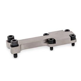 GN 869.2 Steel Straight / T-Post Gripper Jaw Block Brackets, for GN 865 Pneumatic Fastening Clamps Type: R - Jaw blocks at right angle to clamping arm<br />Finish: NC - Chemically nickel plated