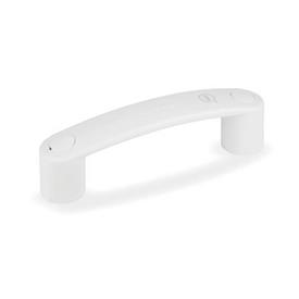 EN 628.1 Antimicrobial Plastic Bridge Handles, with Counterbored Mounting Holes, Ergostyle® Color: WSA - White, RAL 9016, matte finish