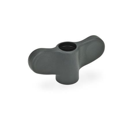 EN 634 Technopolymer Plastic Wing Nuts, Ergostyle®, with Brass Tapped Through Insert 