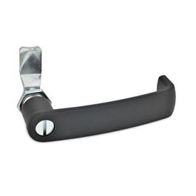 GN 115.7 Steel Cam Latches, with Cabinet "U" Handle, Operation with Socket Key Type: SCH - With slot<br />Color: SW - Black, RAL 9005, textured finish