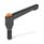 GN 303 Zinc Die-Cast Adjustable Levers, Threaded Stud Type, with Blackened Steel Components, with Push Button Push button color: O - Orange, RAL 2004