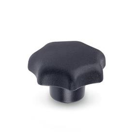 DIN 6336 Phenolic / Polyamide Plastic Star Knobs, with Stainless Steel Tapped Insert Material: KT - Plastic