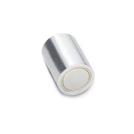 GN 52.2 Aluminium-Nickel-Cobalt / Neodymium-Iron-Boron Retaining Magnets, Housing Steel, with Tapped Blind Hole Magnet material: ND - NdFeB