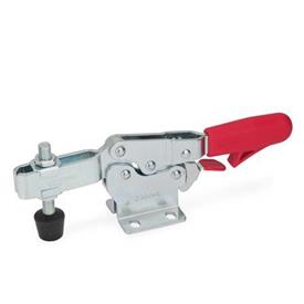GN 820.3 Steel Horizontal Acting Toggle Clamps, with Safety Hook, with Horizontal Mounting Base Type: MLC - U-bar version, with two flanged washers and GN 708.1 spindle assembly