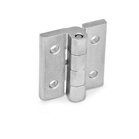 GN 235 Charnières inox, réglables Matériau: NI - Inox<br />Type: D - Avec trous traversants<br />Finition: GS - Finition grenaillée mate