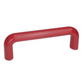 EN 625 Technopolymer Plastic Cabinet U-Handles, with Tapped Inserts Color: RT - Red, RAL 3000, shiny finish