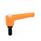 WN 304 Nylon Plastic Straight Adjustable Levers with Push Button, Threaded Stud Type, with Steel Components Lever color: OS - Orange, RAL 2004, textured finish
Push button color: G - Gray, RAL 7035